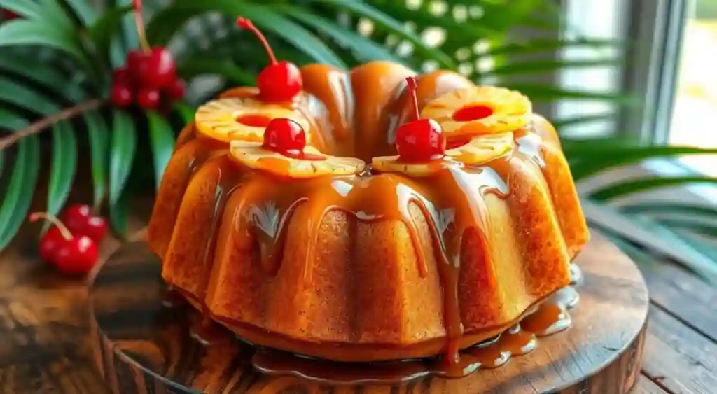 Pineapple Upside-Down Bundt Cake with Caramelized Fruit