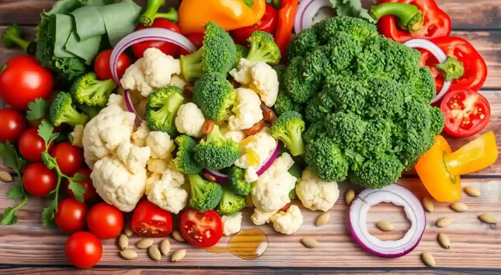 Fresh Broccoli Cauliflower Salad Ingredients