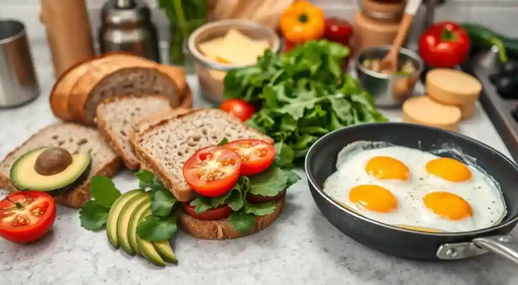 Healthy Breakfast Sandwich Preparation