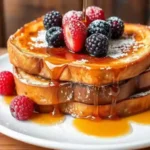 Golden French Toast Topped with Fresh Berries and Syrup