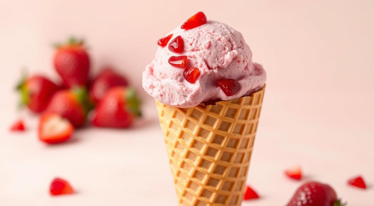 strawberry ice cream cone